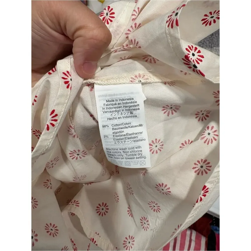 J by J. Crew White Red Floral Print Sleeveless Halter Top Tie Back Size 14 Boho